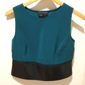 Teal Cropped Top + Leather Accent